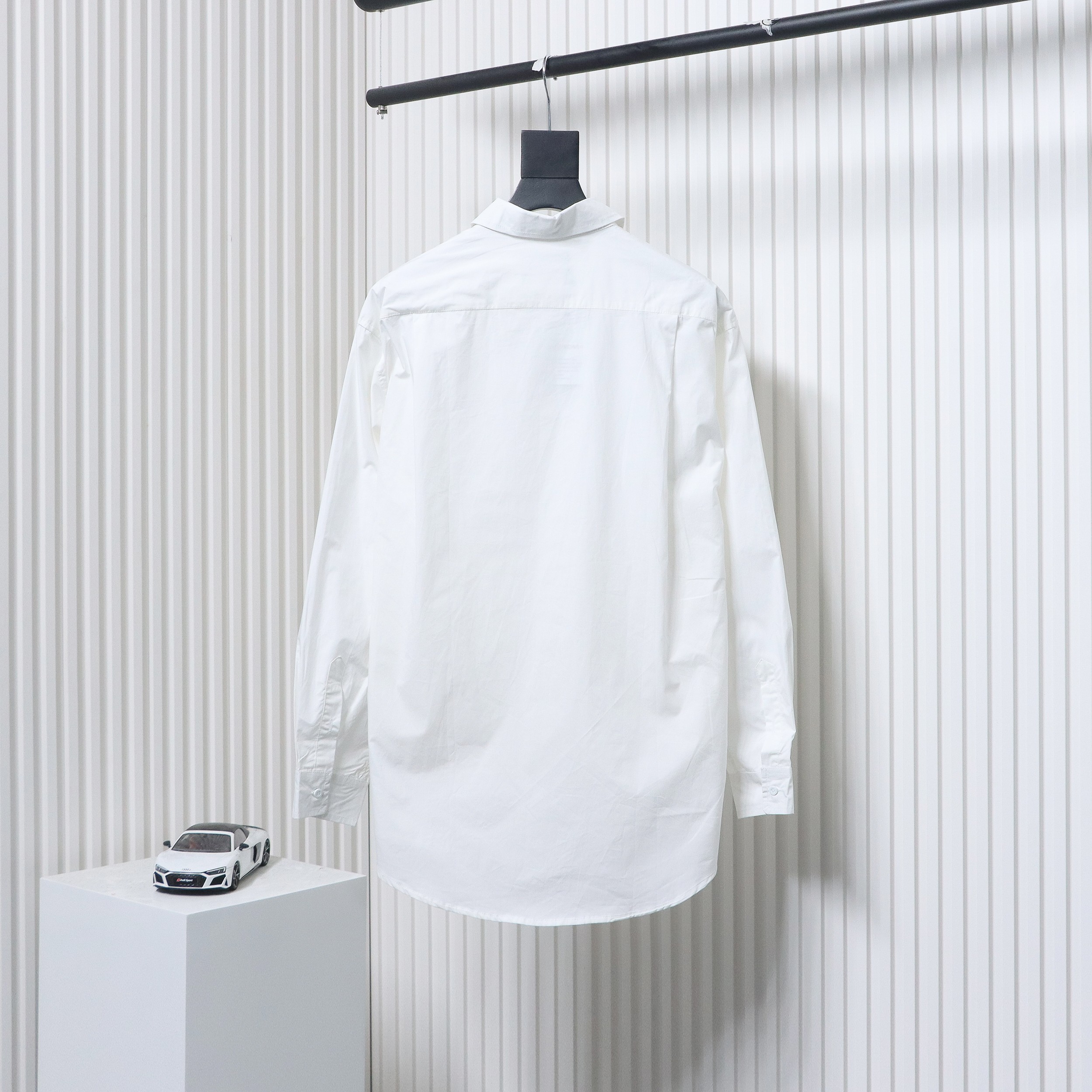 Balenciaga 24FW Neckline Lettering Embroidery Long Sleeve Shirt White