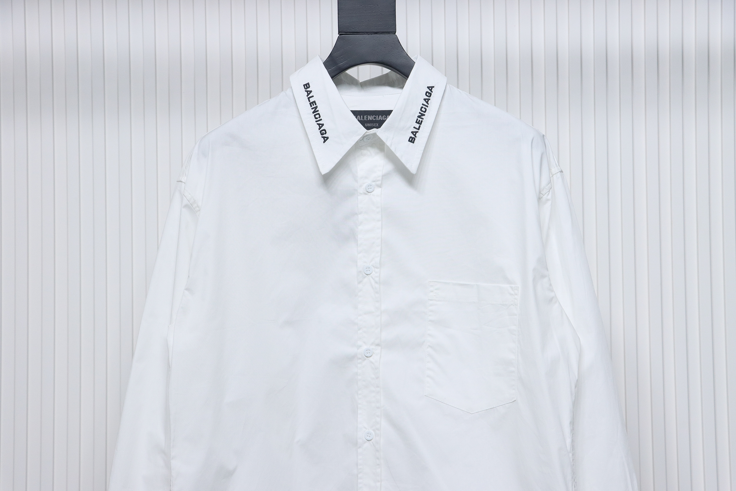 Balenciaga 24FW Neckline Lettering Embroidery Long Sleeve Shirt White