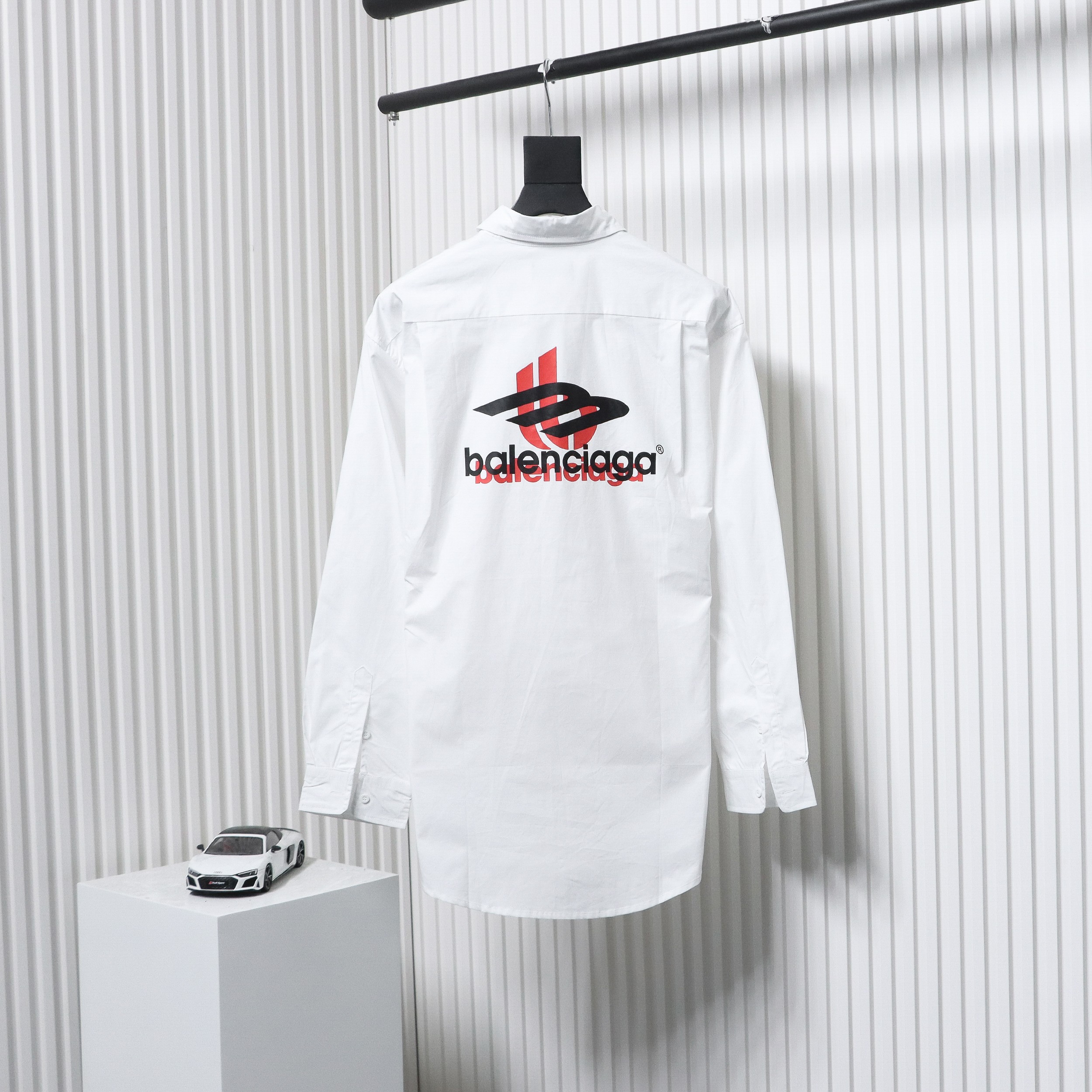 Balenciaga 24FW Red Phantom Print Long Sleeve Shirt White