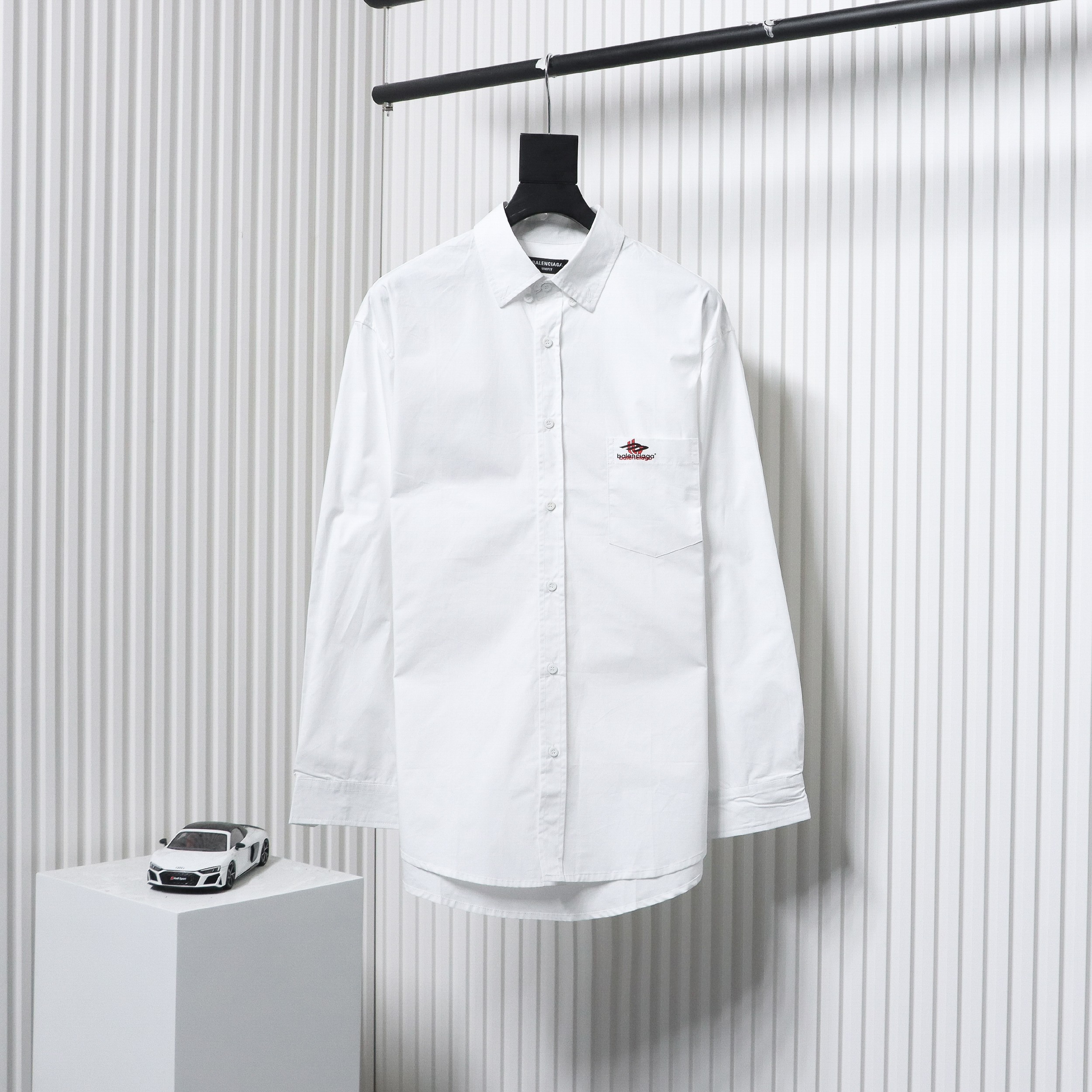 Balenciaga 24FW Red Phantom Print Long Sleeve Shirt White