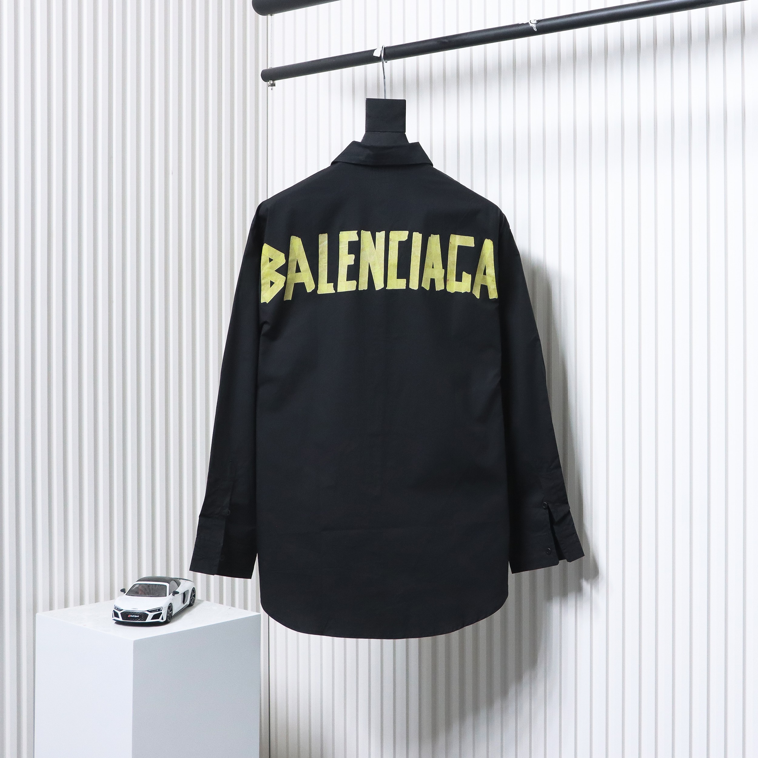 Balenciaga 24FW Yellow Tape Print Long Sleeve Shirt