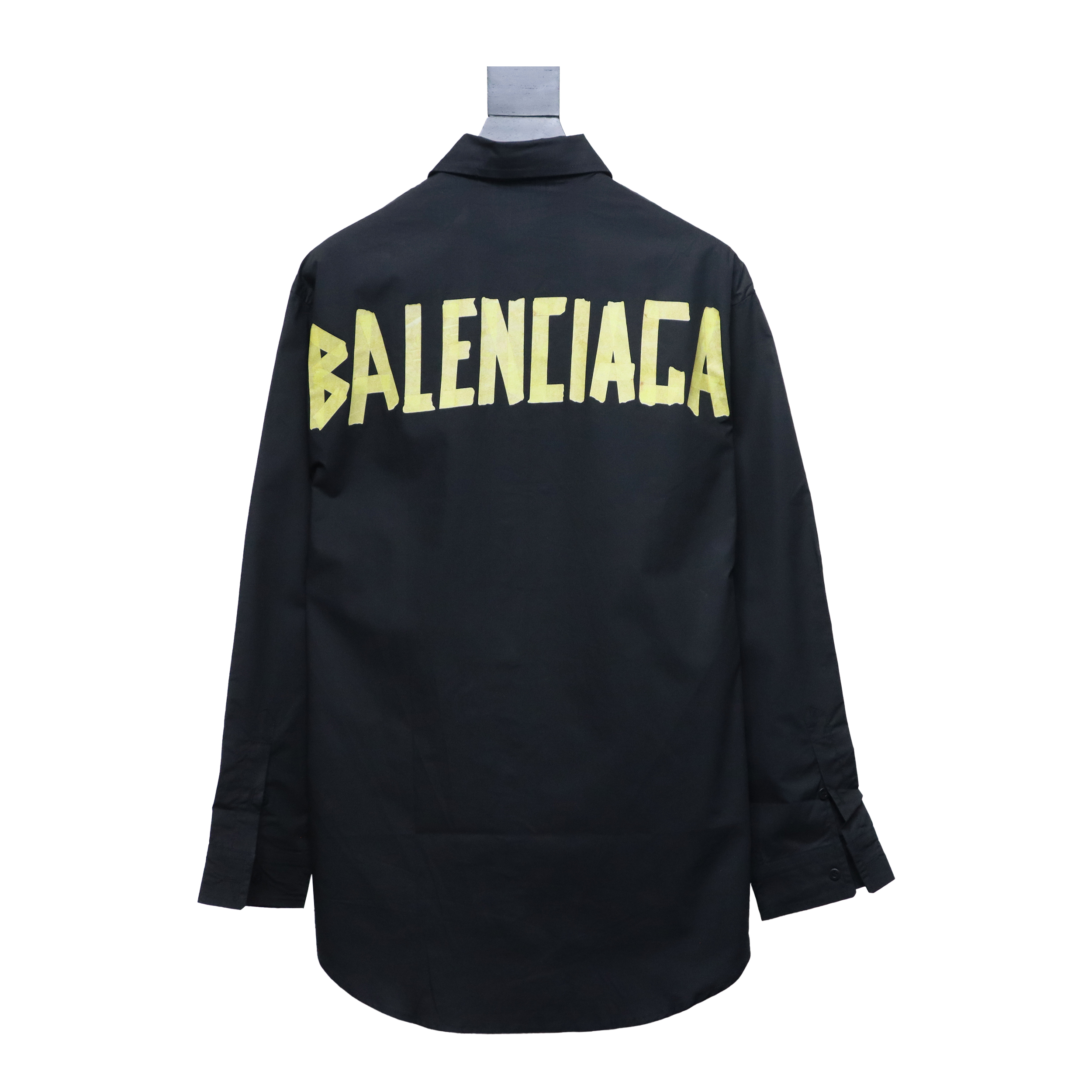 Balenciaga 24FW Yellow Tape Print Long Sleeve Shirt