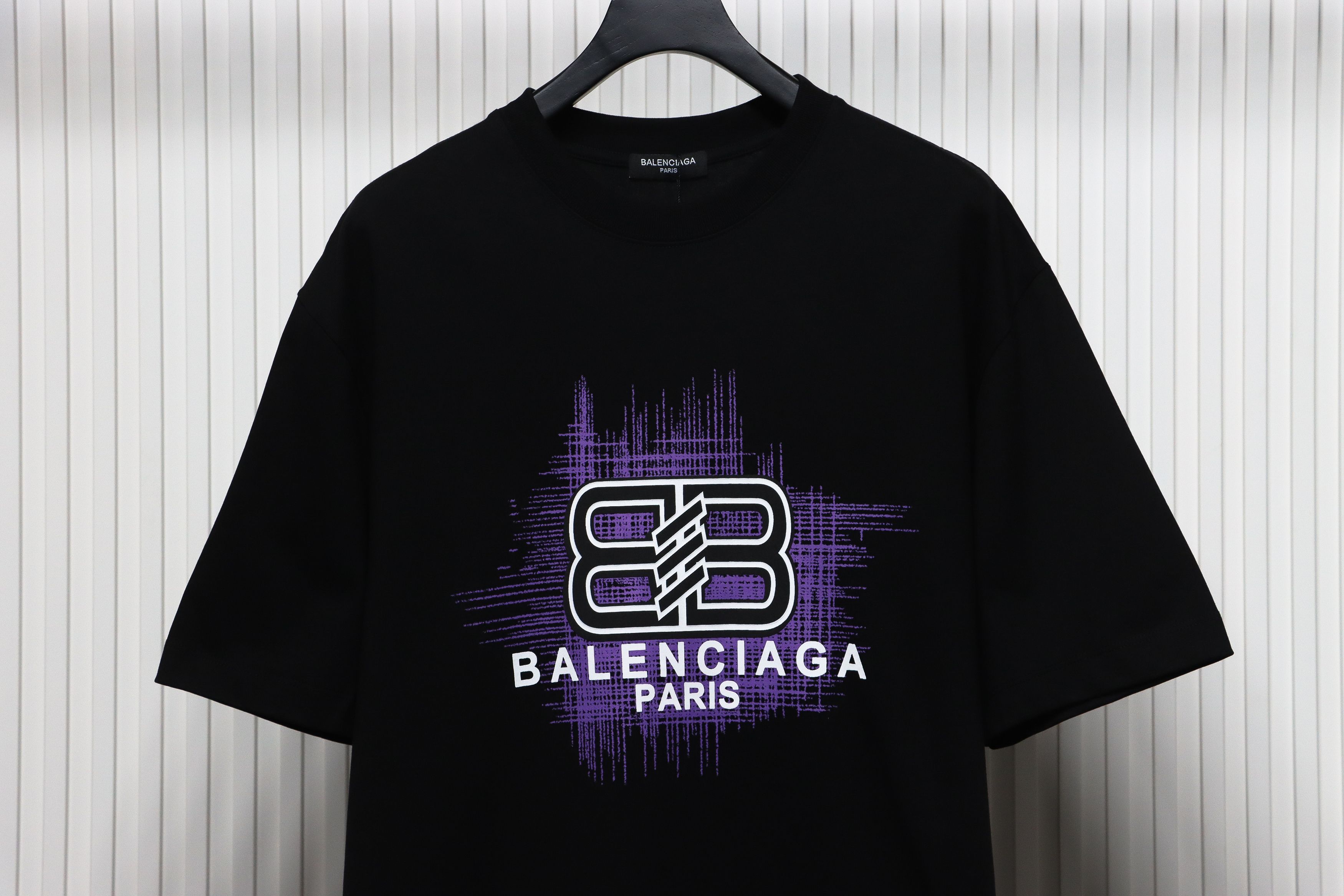 Balenciaga 24ss 3D Glue Graffiti Double B Letter Printed Short Sleeves Black