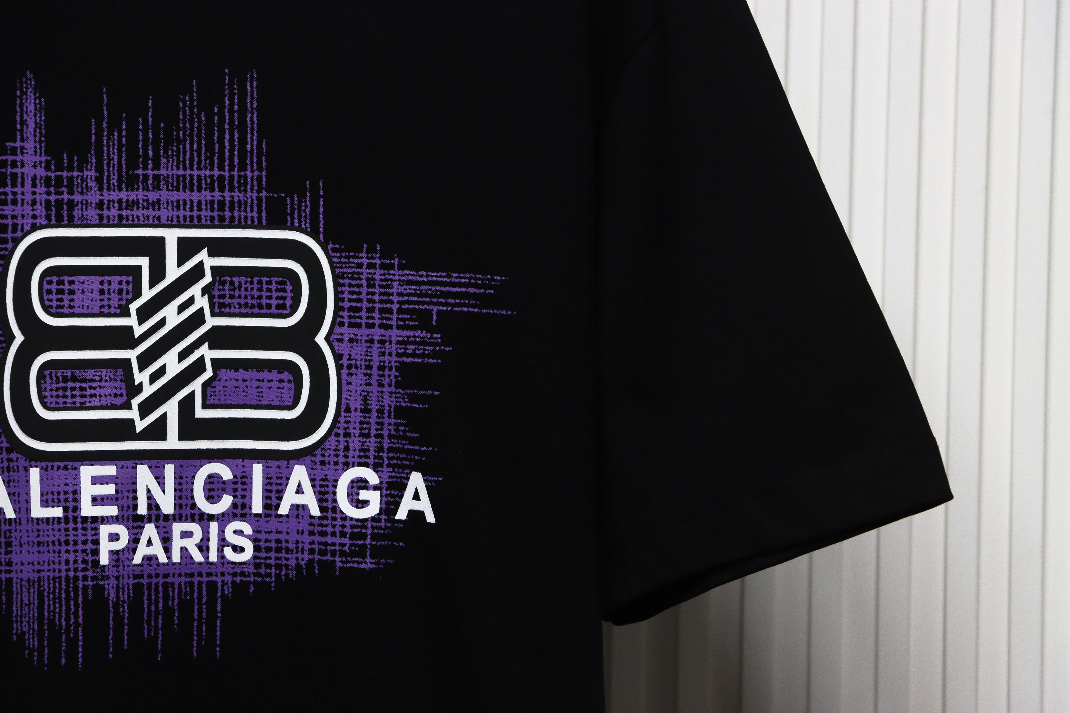 Balenciaga 24ss 3D Glue Graffiti Double B Letter Printed Short Sleeves Black