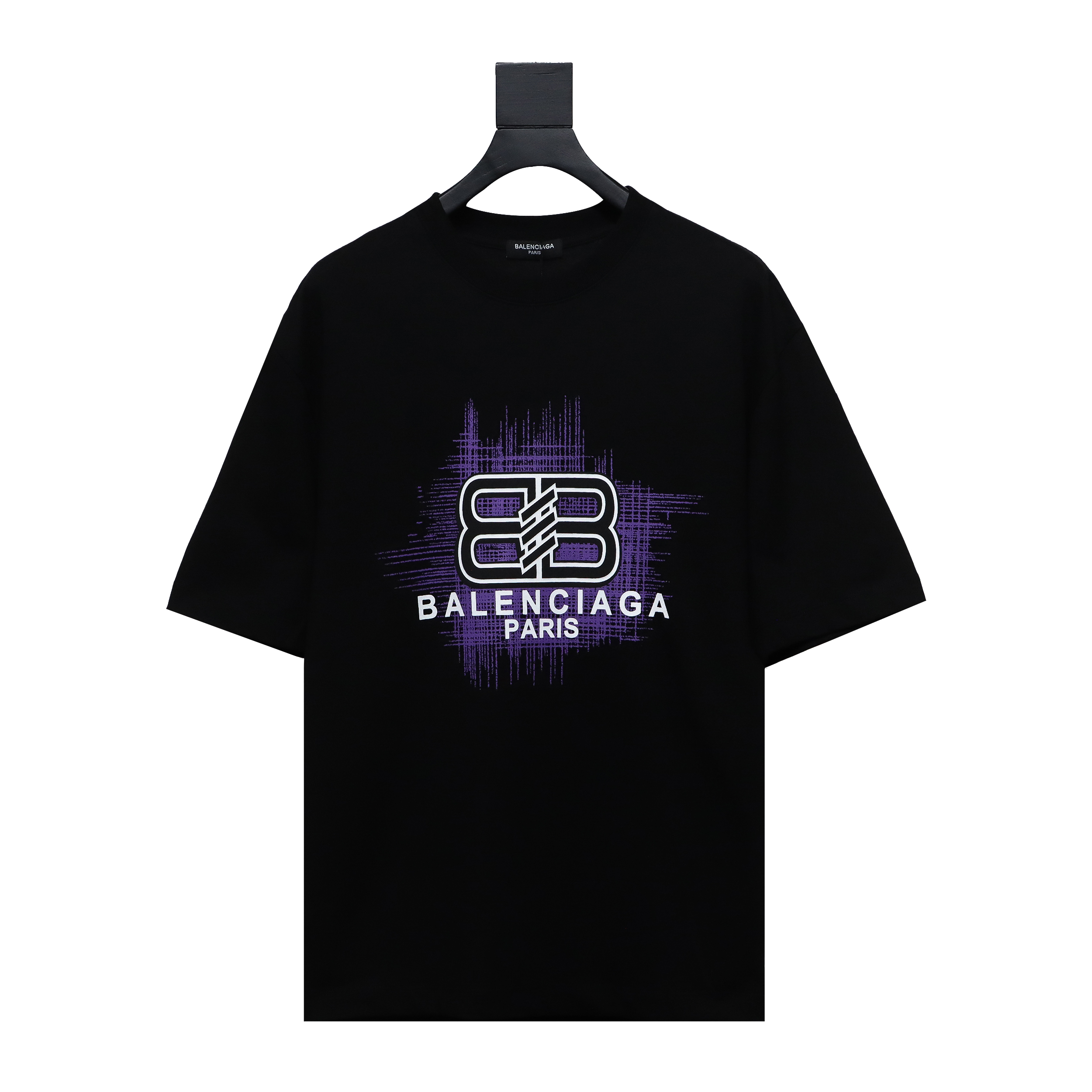 Balenciaga 24ss 3D Glue Graffiti Double B Letter Printed Short Sleeves Black