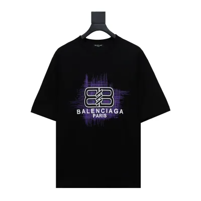 Balenciaga 24ss 3D Glue Graffiti Double B Letter Printed Short Sleeves Black 01