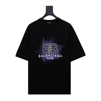 Balenciaga 24ss 3D Glue Graffiti Double B Letter Printed Short Sleeves Black 01
