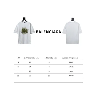Balenciaga 24ss 3D Glue Graffiti Double B Letter Printed Short Sleeves White 02