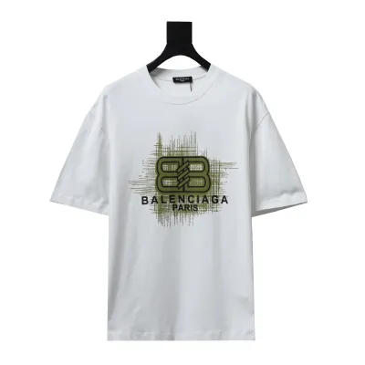 Balenciaga 24ss 3D Glue Graffiti Double B Letter Printed Short Sleeves White 01