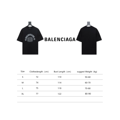 Balenciaga 24ss 3D Letter Print Short Sleeves Black 02