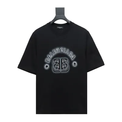 Balenciaga 24ss 3D Letter Print Short Sleeves Black 01