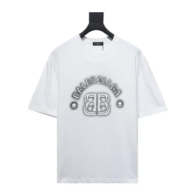 Balenciaga 24ss 3D Letter Print Short Sleeves White 01