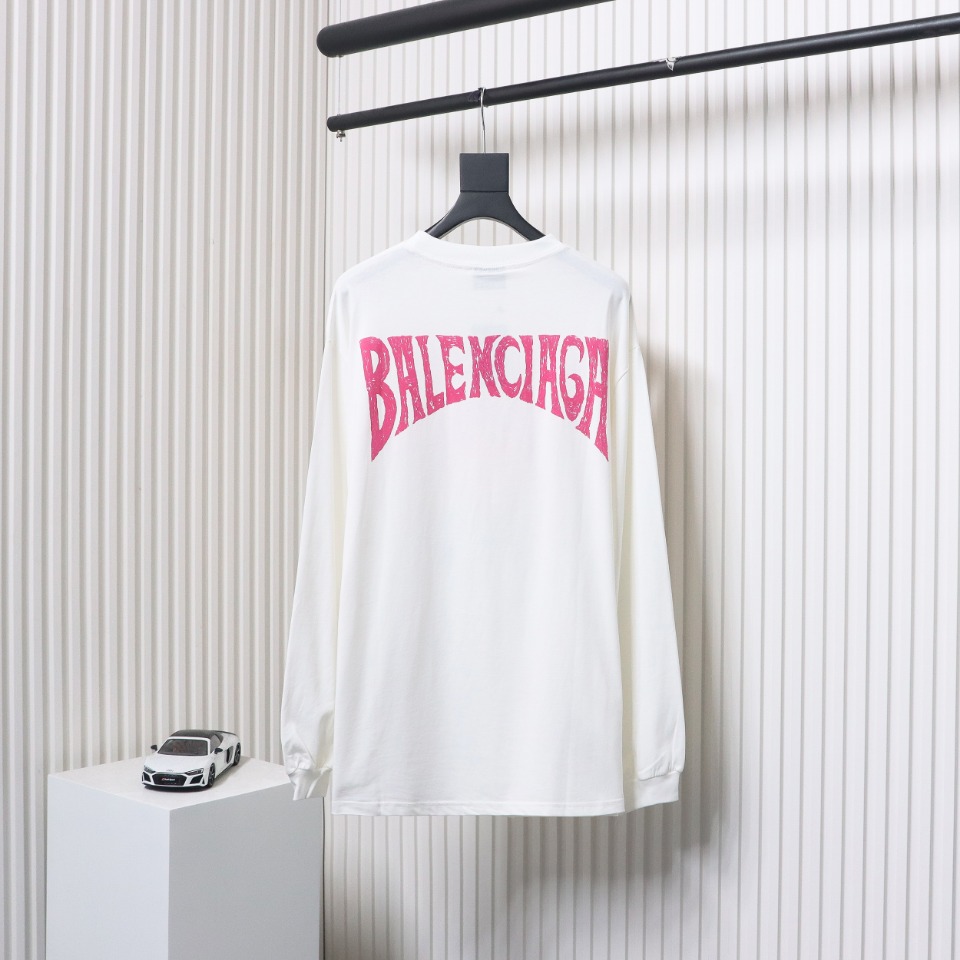 Balenciaga 24SS Beach Painting Night Scene Print Long Sleeve T-shirt White