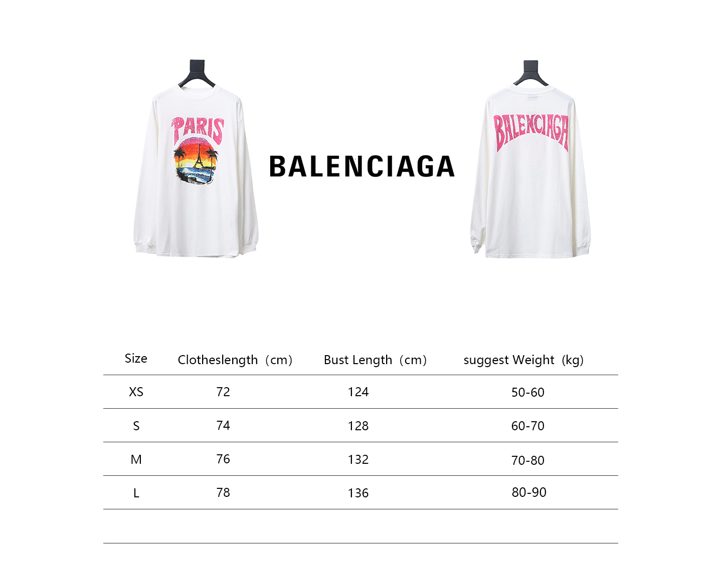 Balenciaga 24SS Beach Painting Night Scene Print Long Sleeve T-shirt White