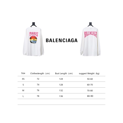 Balenciaga 24SS Beach Painting Night Scene Print Long Sleeve T-shirt White 02