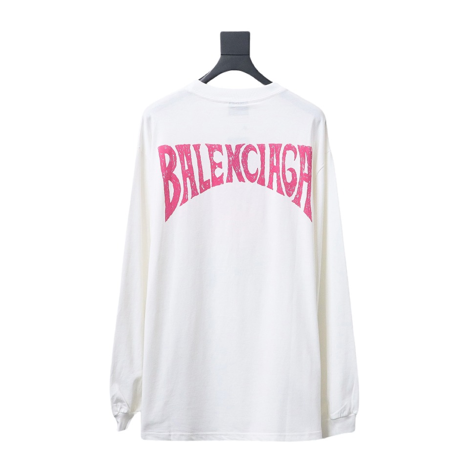 Balenciaga 24SS Beach Painting Night Scene Print Long Sleeve T-shirt White