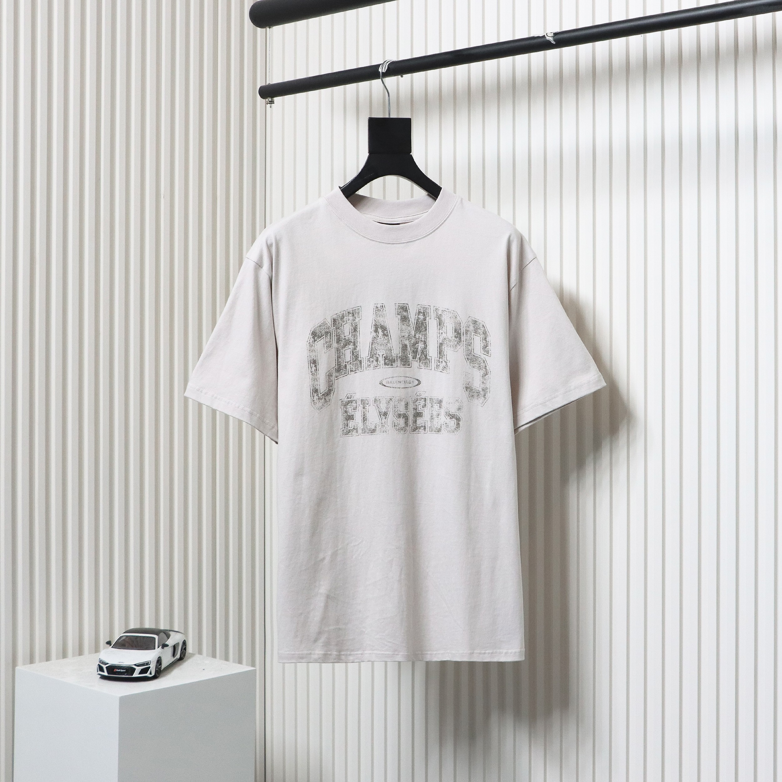 Balenciaga 24ss Blurred Letters Distressed Print Washed Short Sleeves