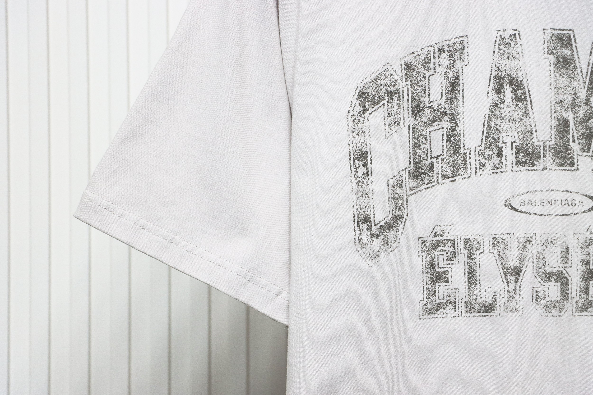 Balenciaga 24ss Blurred Letters Distressed Print Washed Short Sleeves