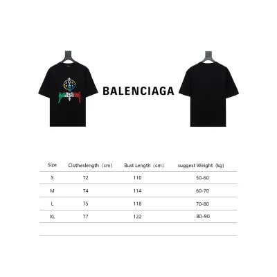 Balenciaga 24ss Colorful Letter Logo Foam Print Short Sleeves Black 02