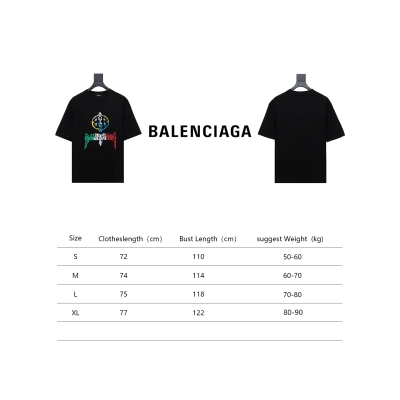 Balenciaga 24ss Colorful Letter Logo Foam Print Short Sleeves Black 02