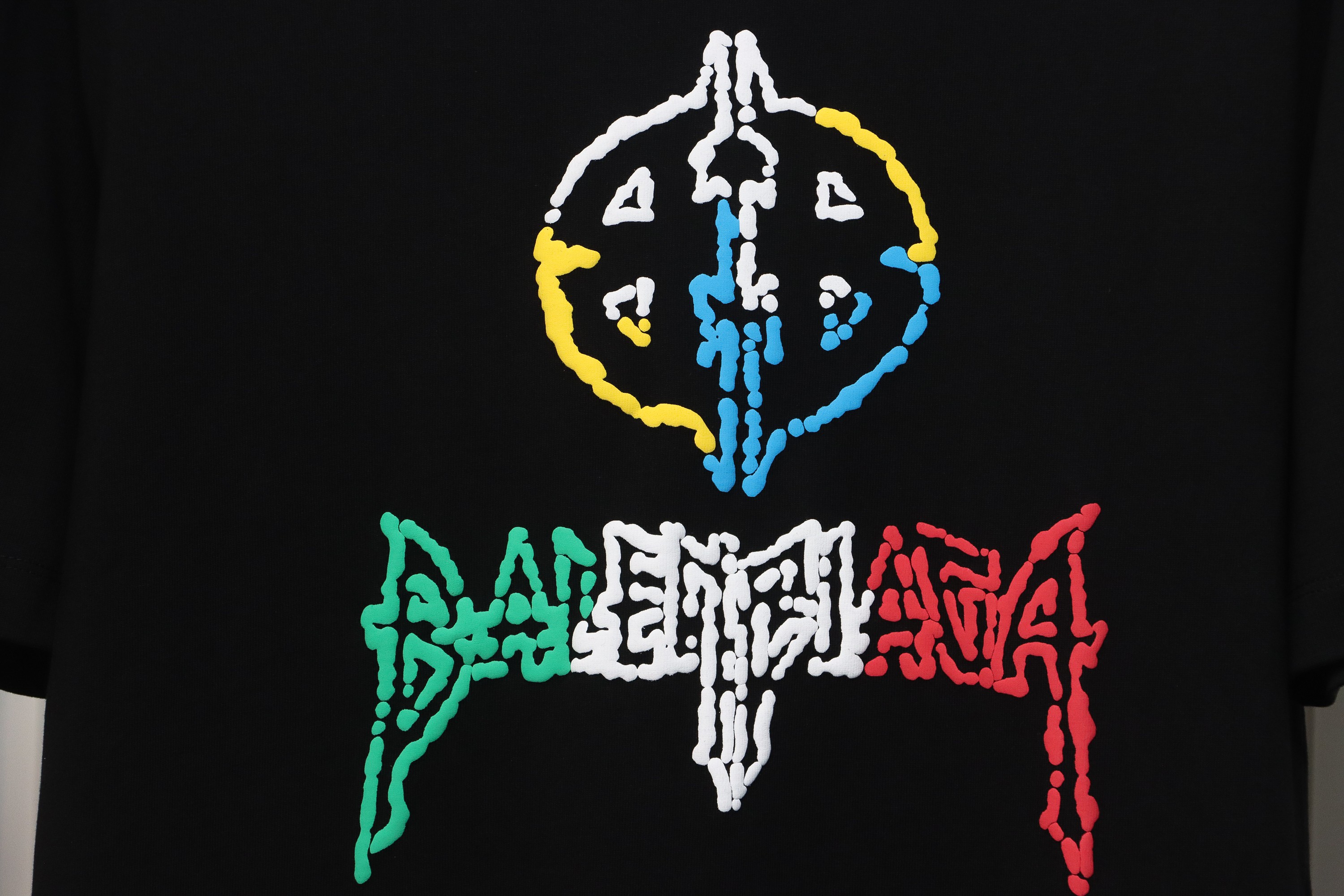 Balenciaga 24ss Colorful Letter Logo Foam Print Short Sleeves Black