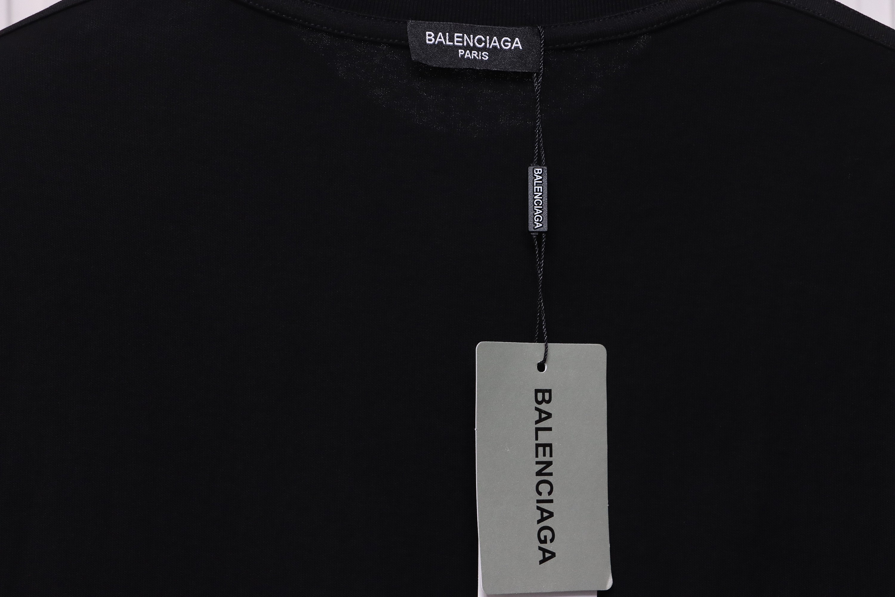 Balenciaga 24ss Colorful Letter Logo Foam Print Short Sleeves Black