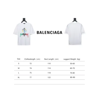 Balenciaga 24ss Colorful Letter Logo Foam Print Short Sleeves White 02