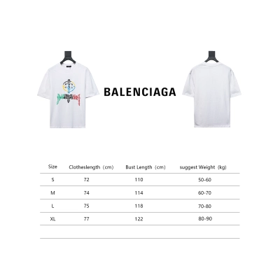 Balenciaga 24ss Colorful Letter Logo Foam Print Short Sleeves White 02