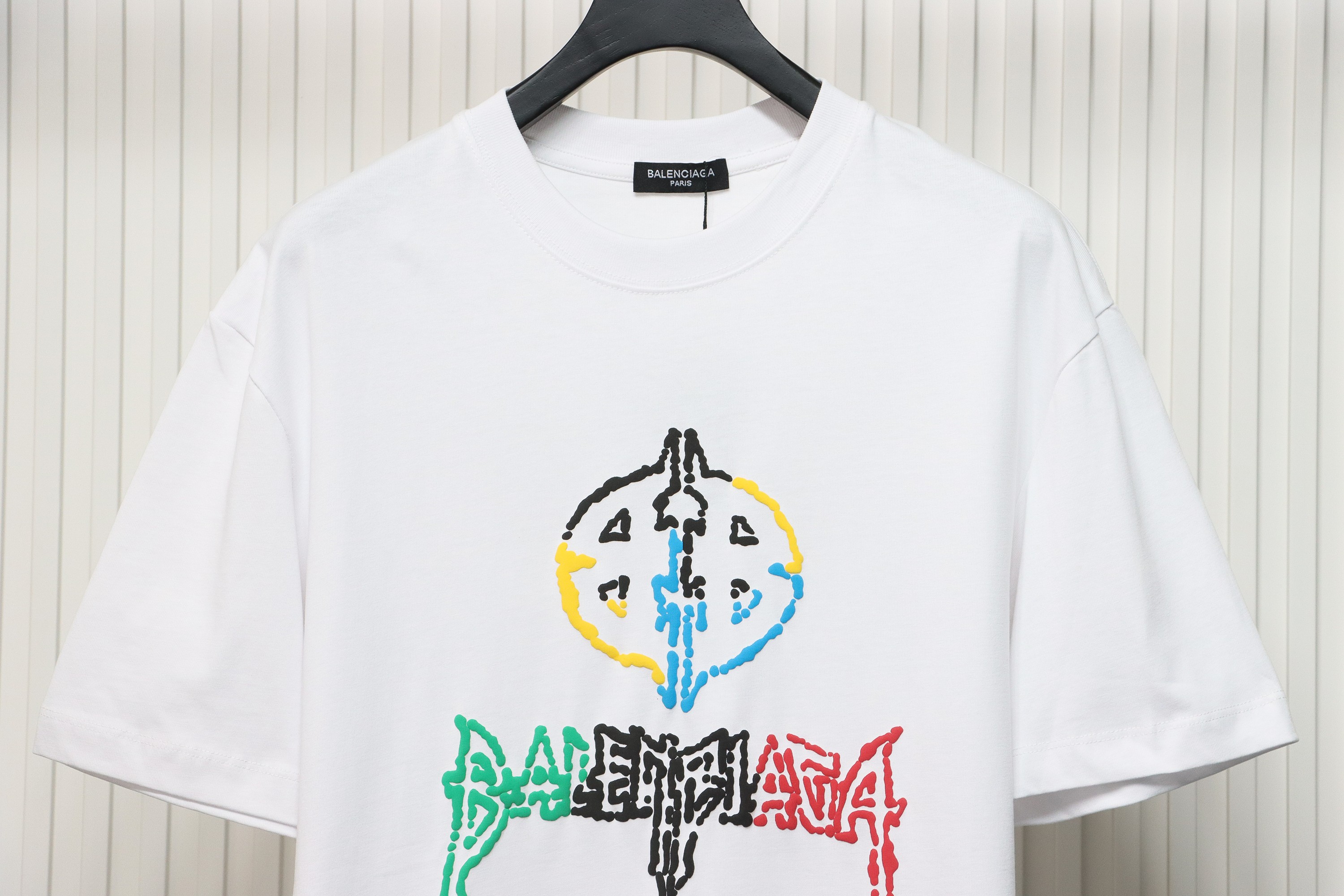 Balenciaga 24ss Colorful Letter Logo Foam Print Short Sleeves White