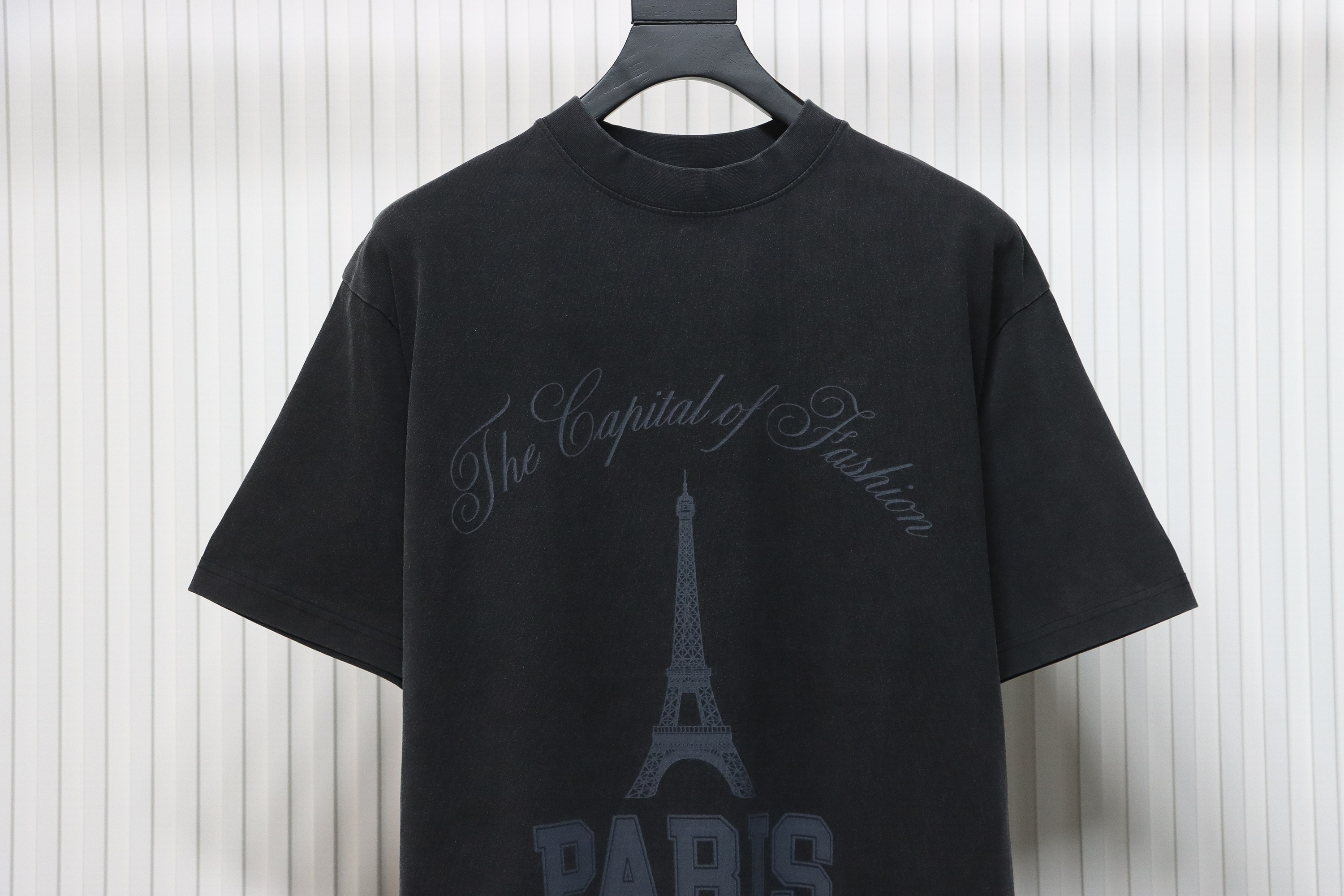 Balenciaga 24ss Distressed Iron Tower Washed Short Sleeve