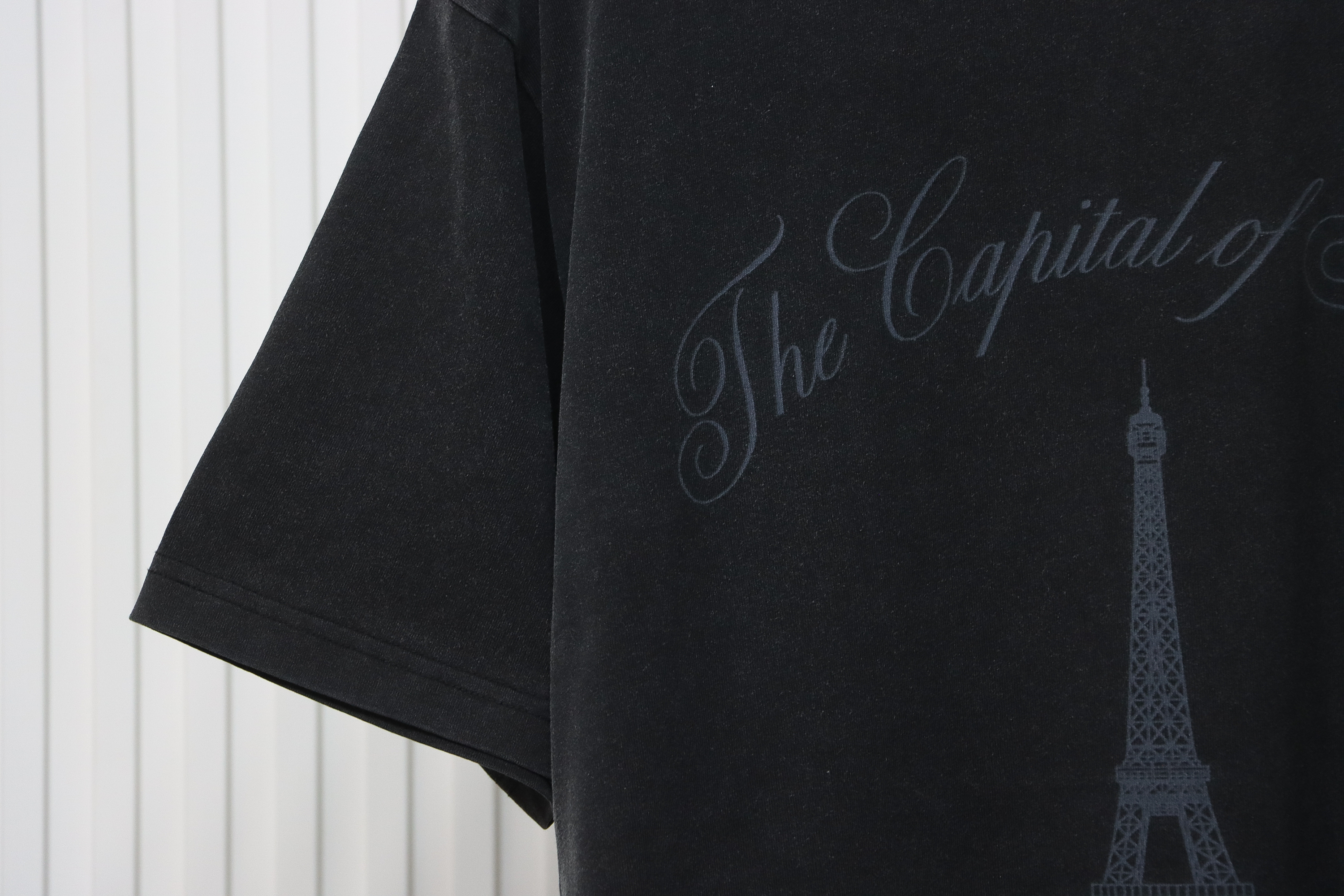 Balenciaga 24ss Distressed Iron Tower Washed Short Sleeve