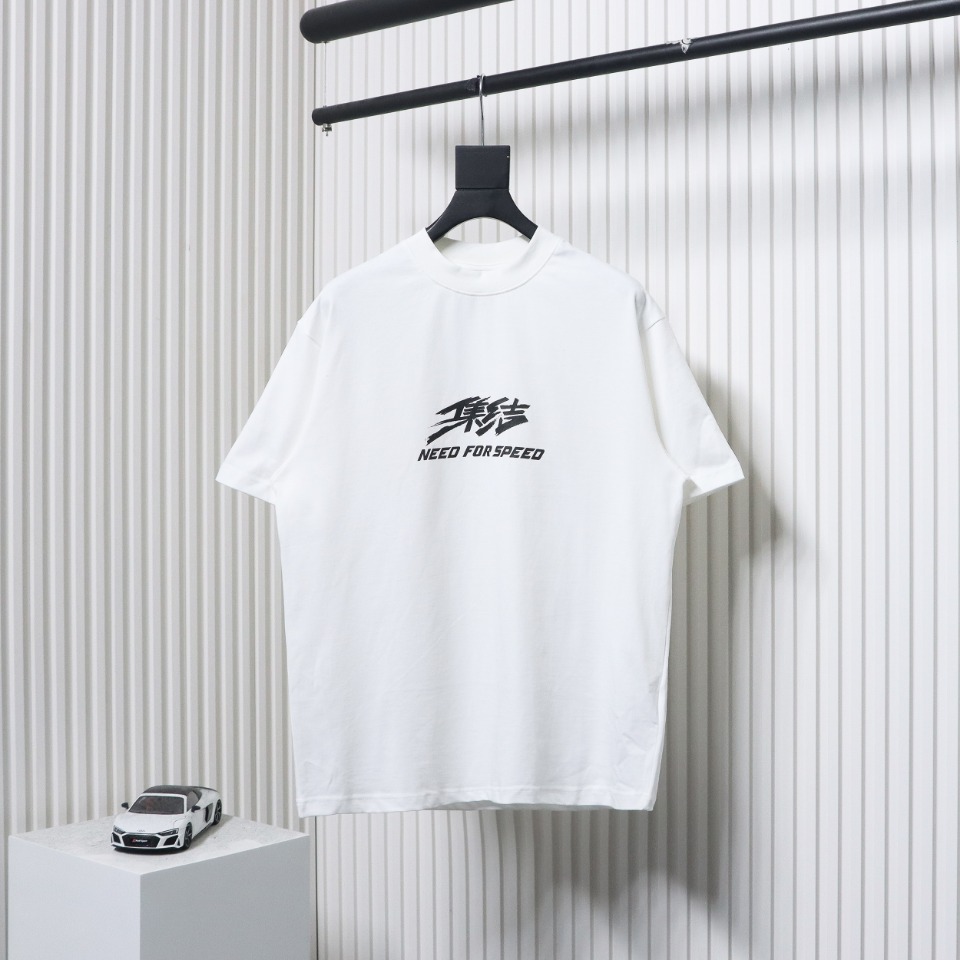 Balenciaga 24ss Gathering Print Back Tape Printed Short Sleeves