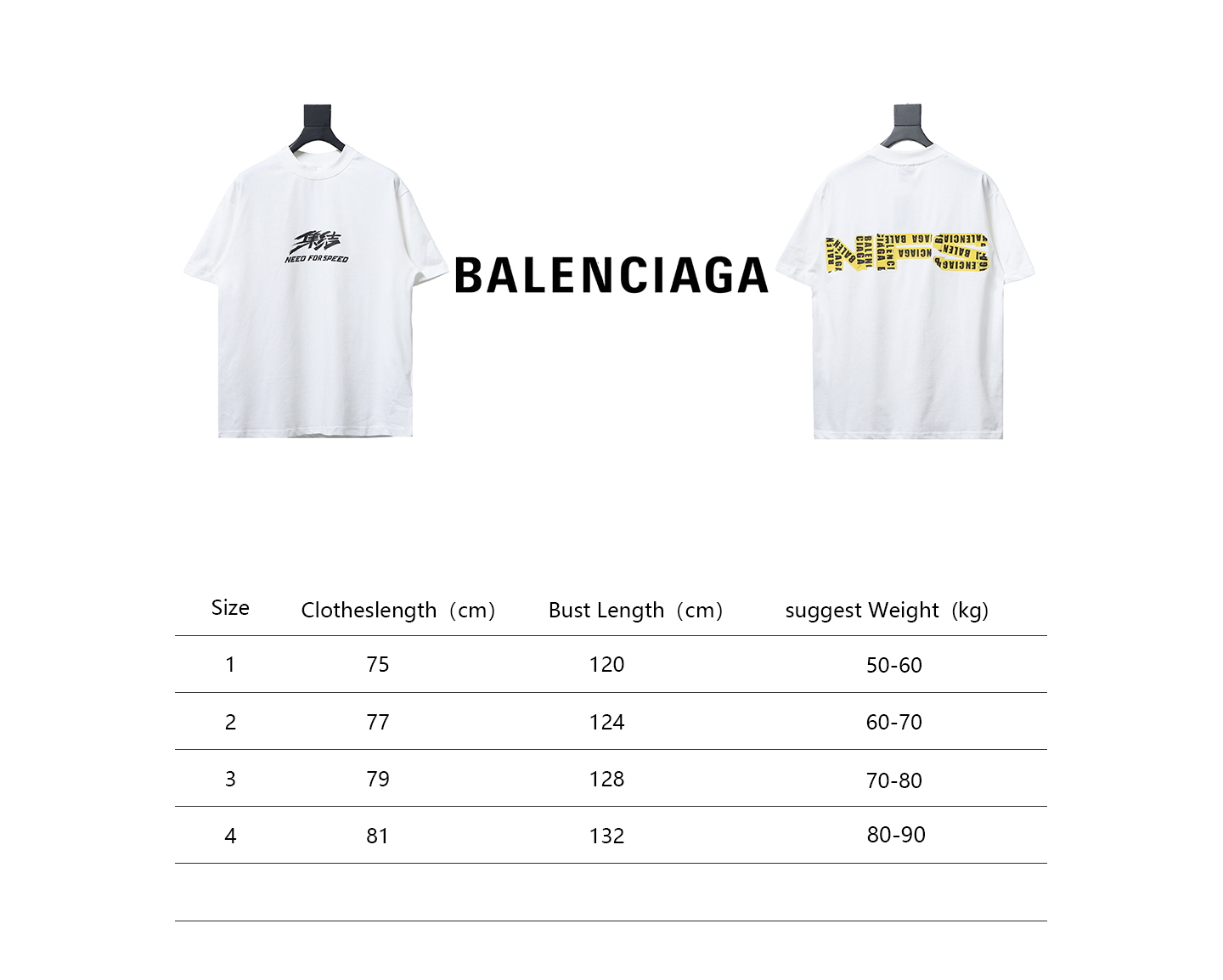 Balenciaga 24ss Gathering Print Back Tape Printed Short Sleeves