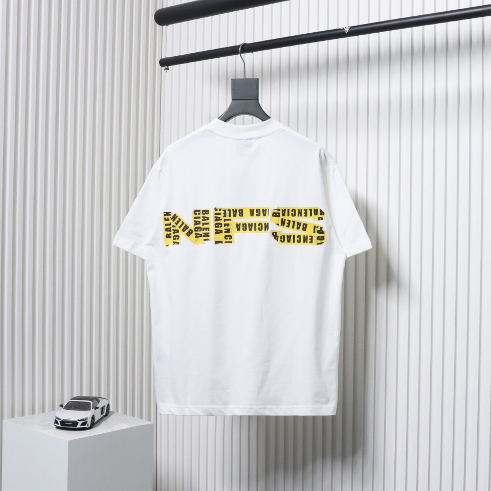 Balenciaga 24ss Gathering Print Back Tape Printed Short Sleeves