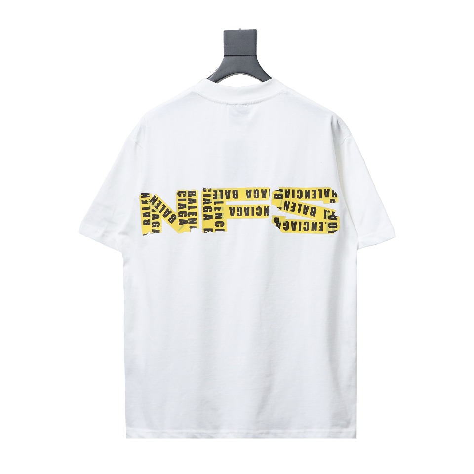 Balenciaga 24ss Gathering Print Back Tape Printed Short Sleeves