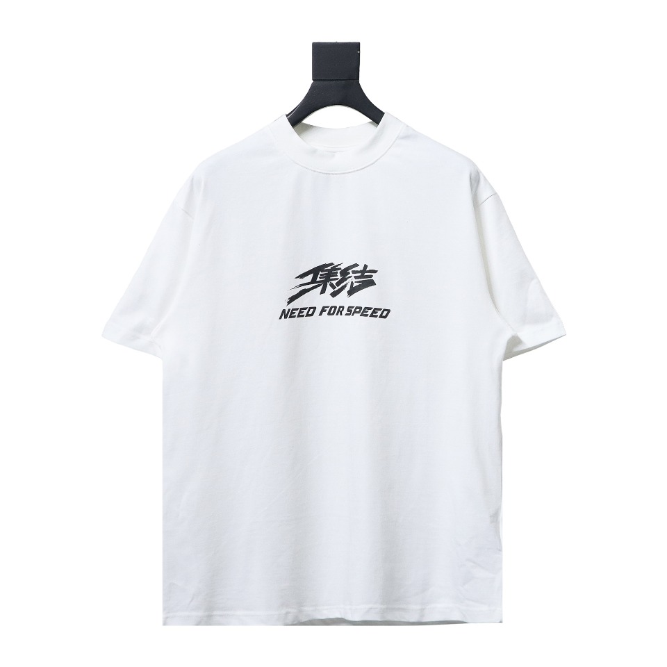 Balenciaga 24ss Gathering Print Back Tape Printed Short Sleeves