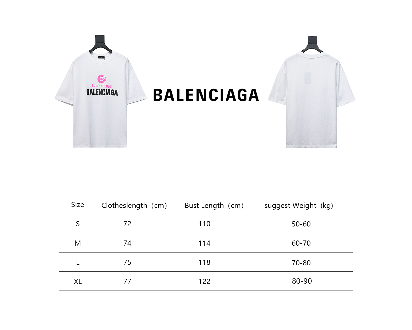 Balenciaga 24ss Letter Logo Print Short Sleeves White