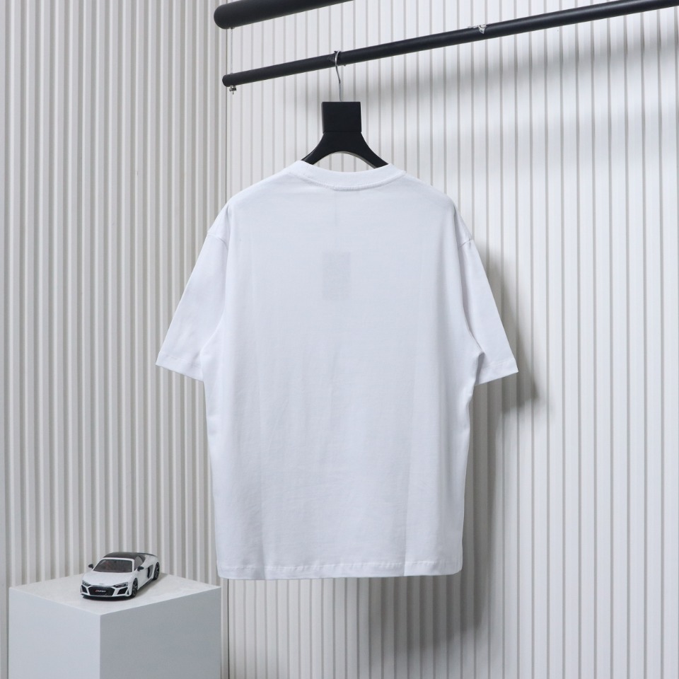 Balenciaga 24ss Mottled Distressed Letter Logo Short Sleeves White