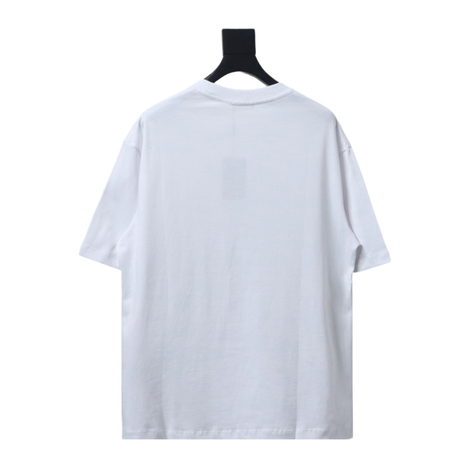 Balenciaga 24ss Mottled Distressed Letter Logo Short Sleeves White