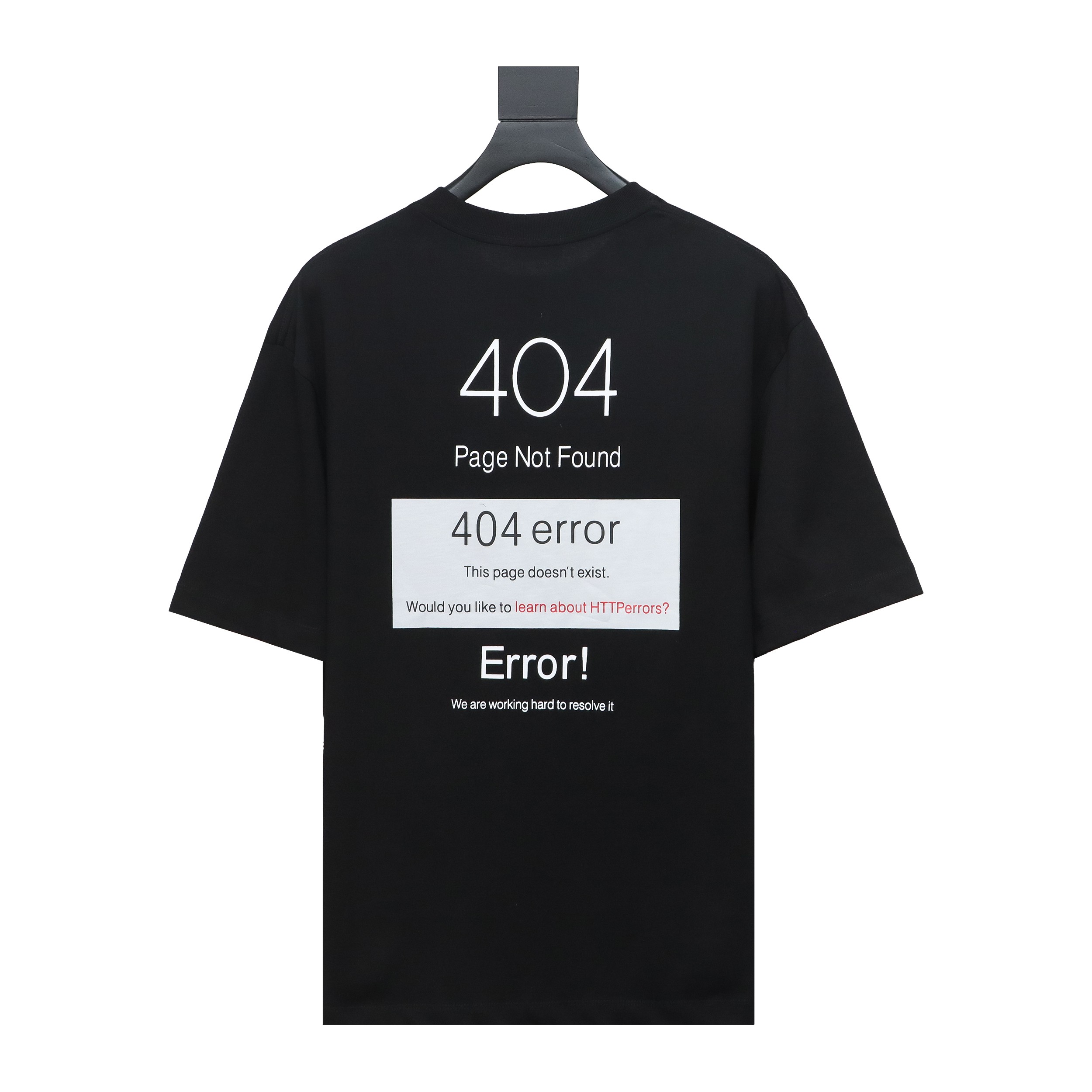 Balenciaga 24ss Network Loading 404 Printed Short Sleeves Black