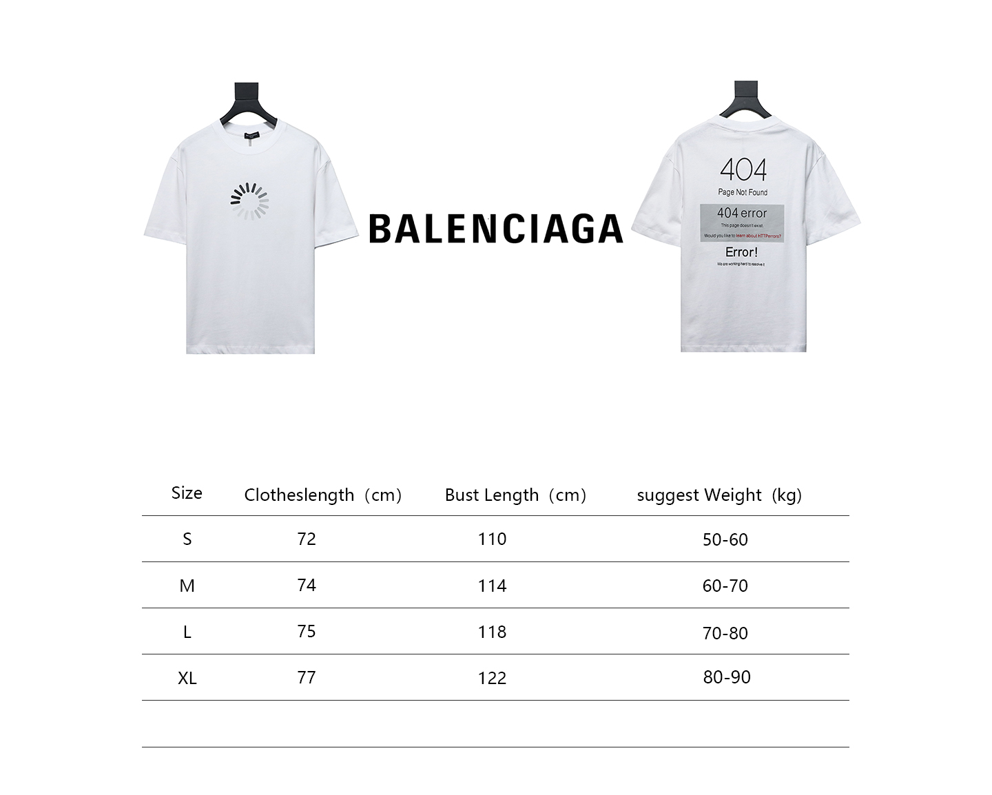 Balenciaga 24ss Network Loading 404 Printed Short Sleeves White