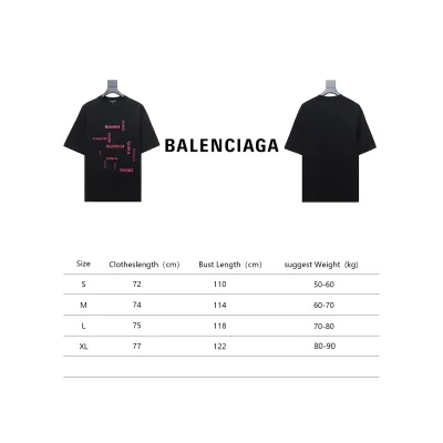 Balenciaga 24ss Pink Letter Print Short Sleeves Black 02
