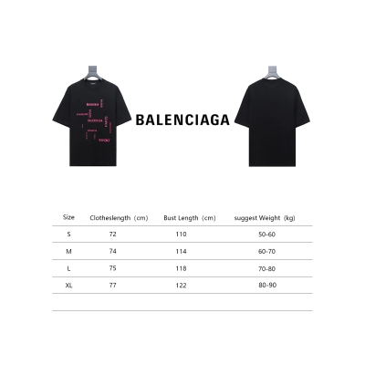Balenciaga 24ss Pink Letter Print Short Sleeves Black 02