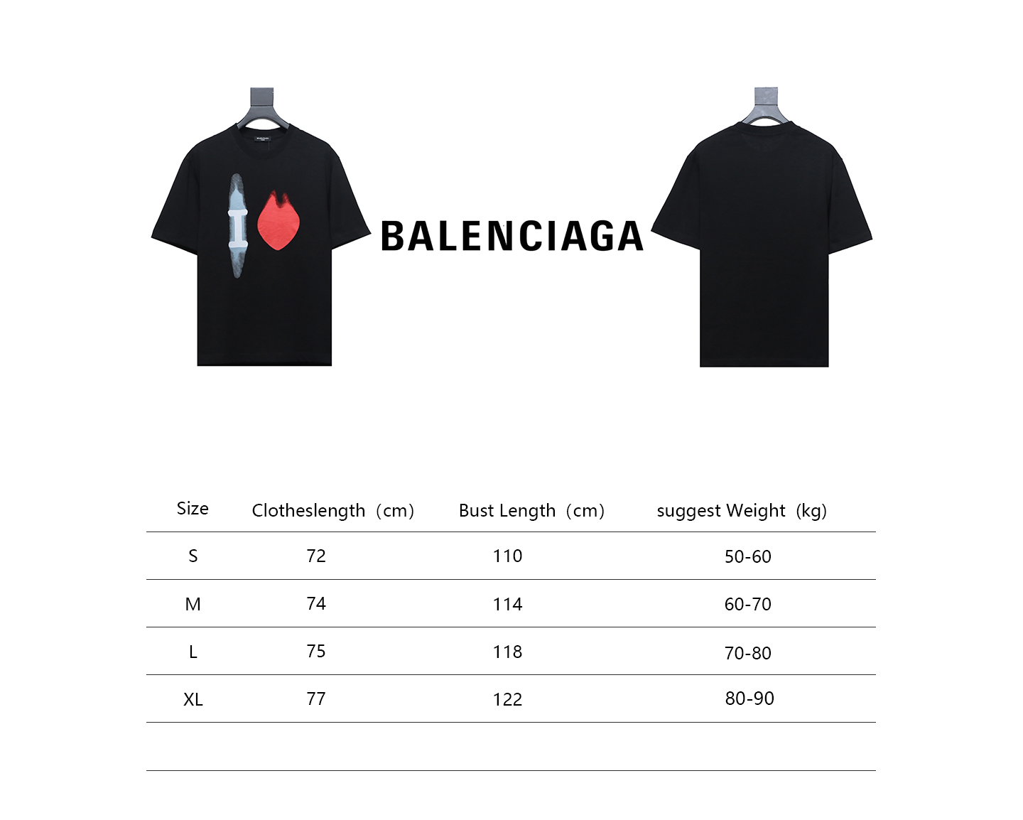 Balenciaga 24ss Valentine's Day Series Heart Print Short Sleeves