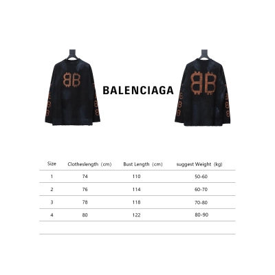 Balenciaga 24sss double B Heavy Washed Hand-Painted Old Bitcoin Long-Sleeved T-shirt 02
