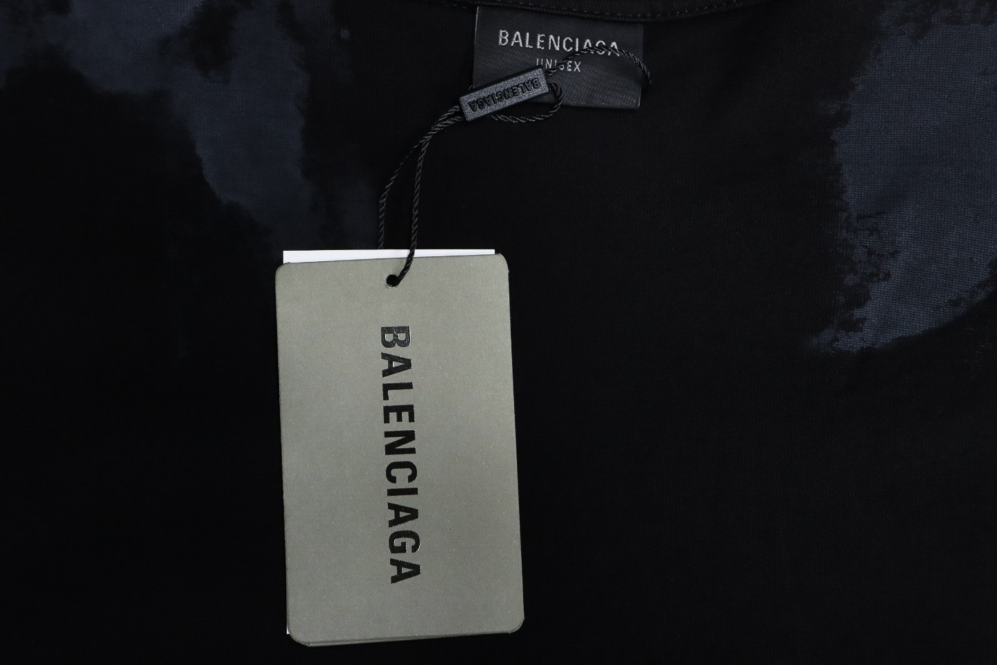 Balenciaga 24sss double B Heavy Washed Hand-Painted Old Bitcoin Long-Sleeved T-shirt