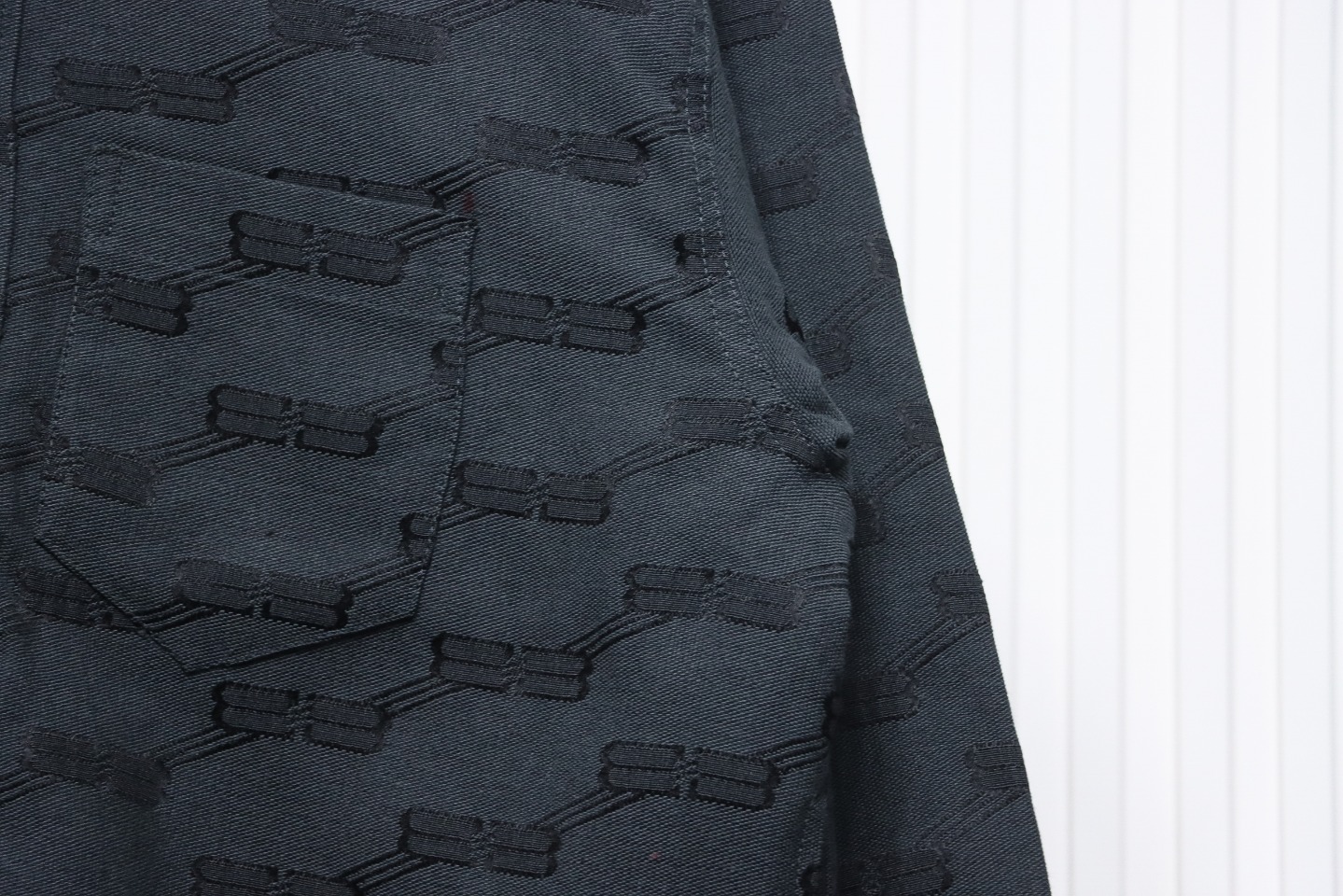 Balenciaga All-Over Print Button-Down Jacquard Cotton Shirt Black