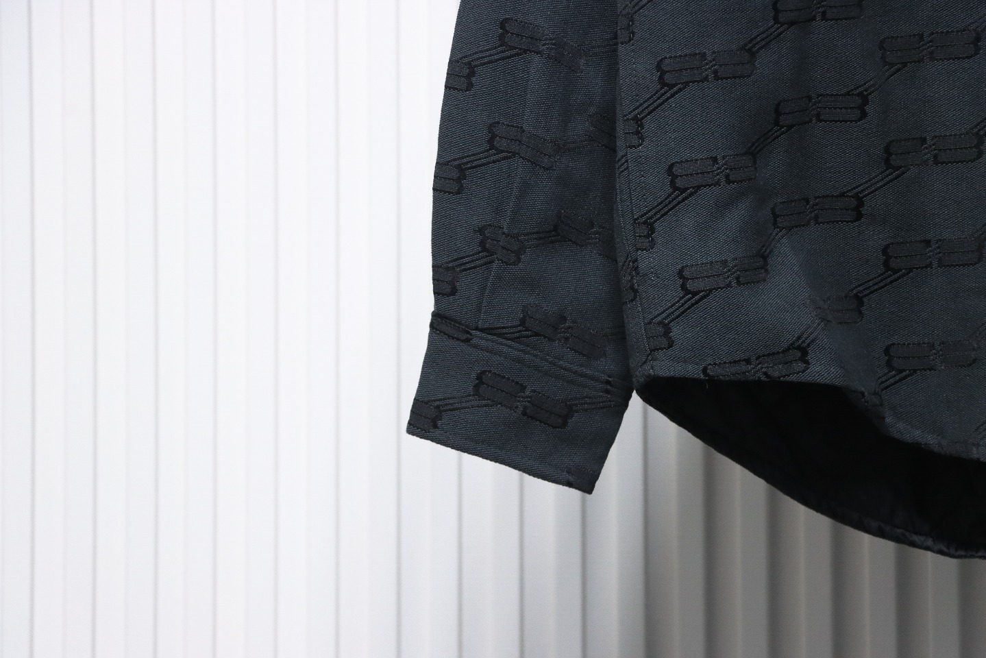 Balenciaga All-Over Print Button-Down Jacquard Cotton Shirt Black