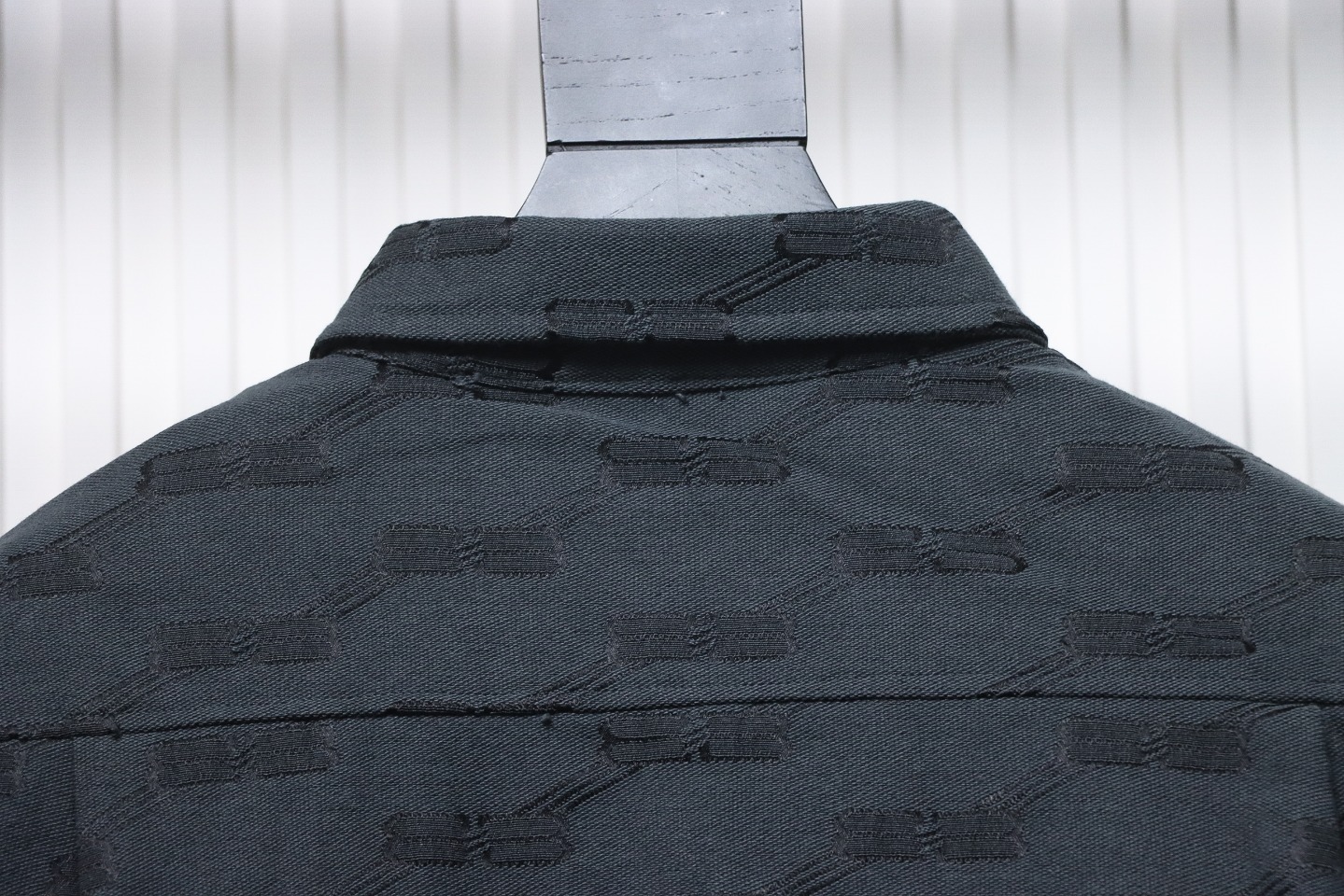 Balenciaga All-Over Print Button-Down Jacquard Cotton Shirt Black