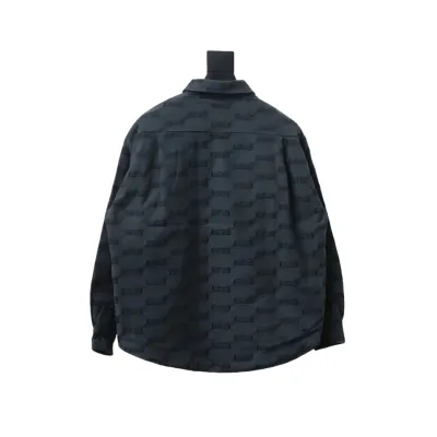 Balenciaga All-Over Print Button-Down Jacquard Cotton Shirt Black 02